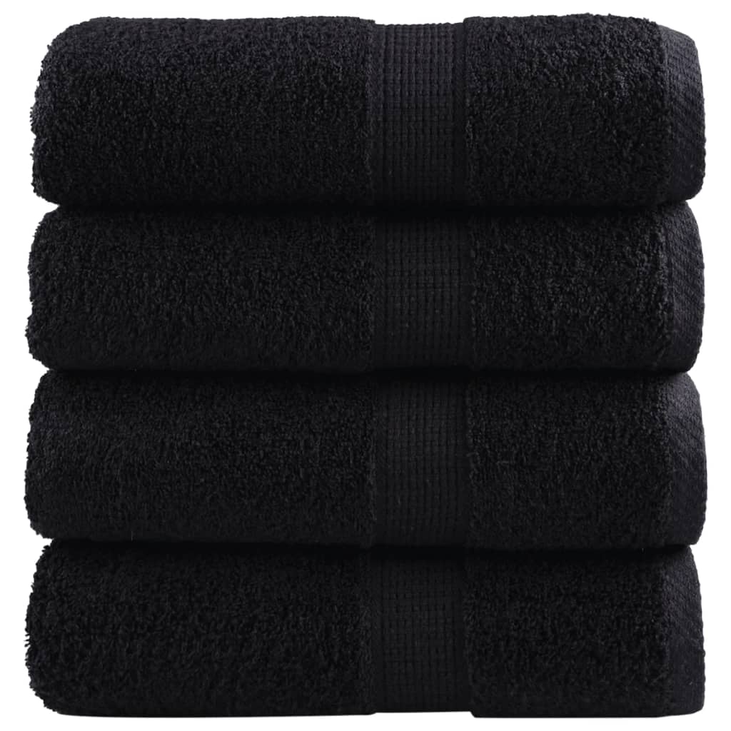 Toalhas de rosto premium solund 4 peças pretas 30x30 cm 600 g/m²
