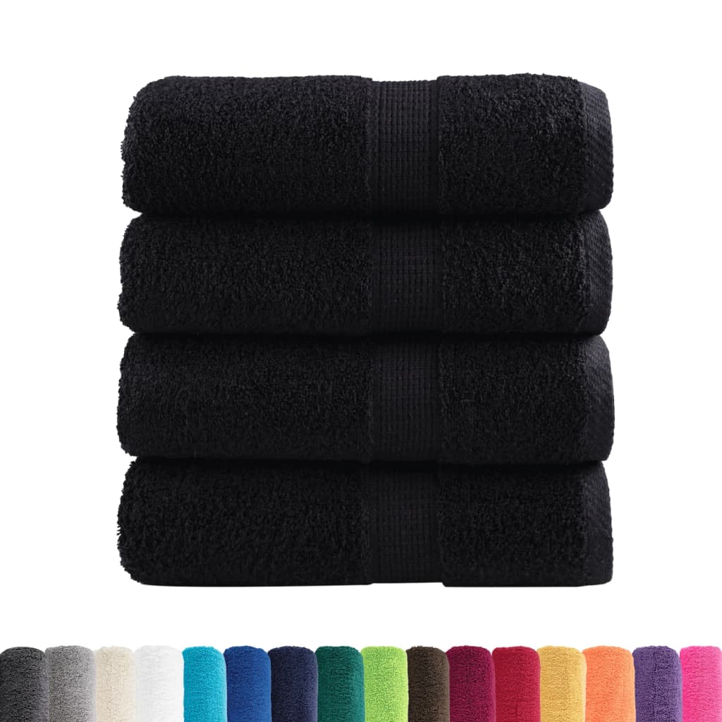 Toalhas de rosto premium solund 4 peças pretas 30x30 cm 600 g/m²