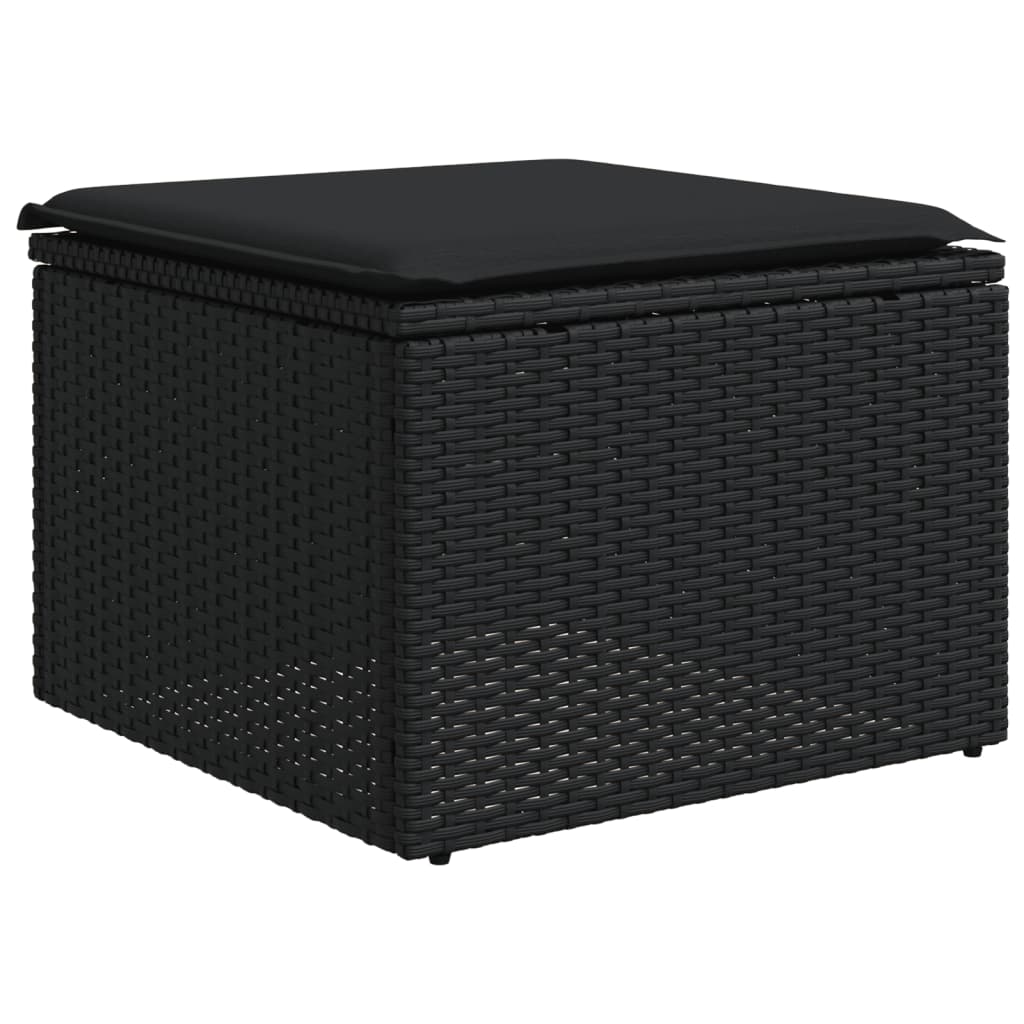 6 Pcs conjunto sofás de jardim c/ almofadões vime PE preto