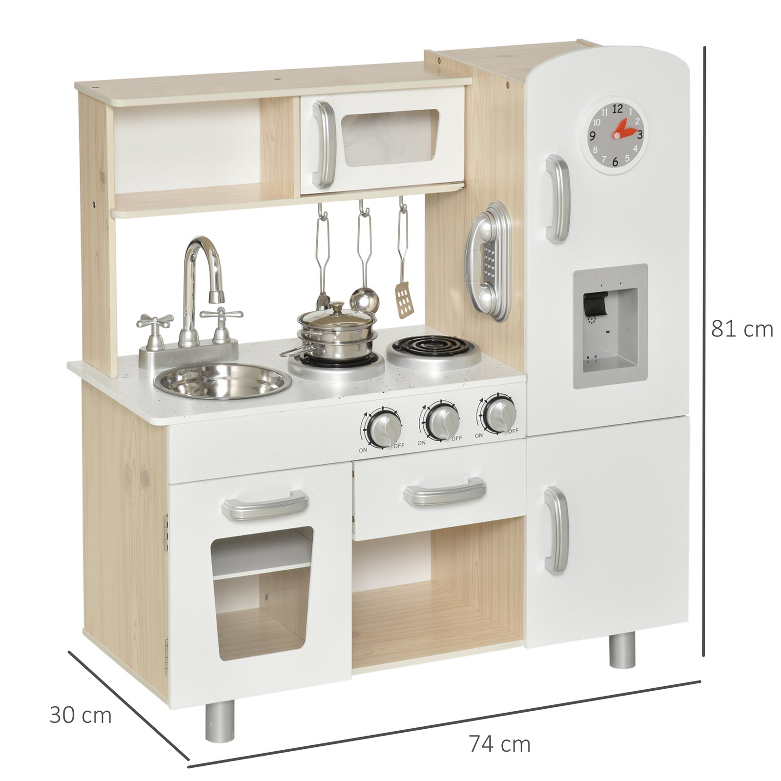 conjunto de brinquedo de cozinha para crianças acima de 3 anos inclui acessorios 74x30x81cm Branco