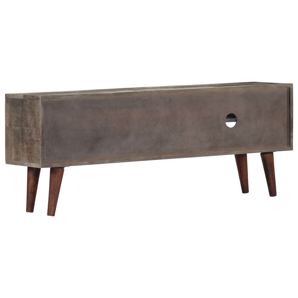 Móvel TV 130x30x46 cm madeira mangueira áspera maciça cinzento
