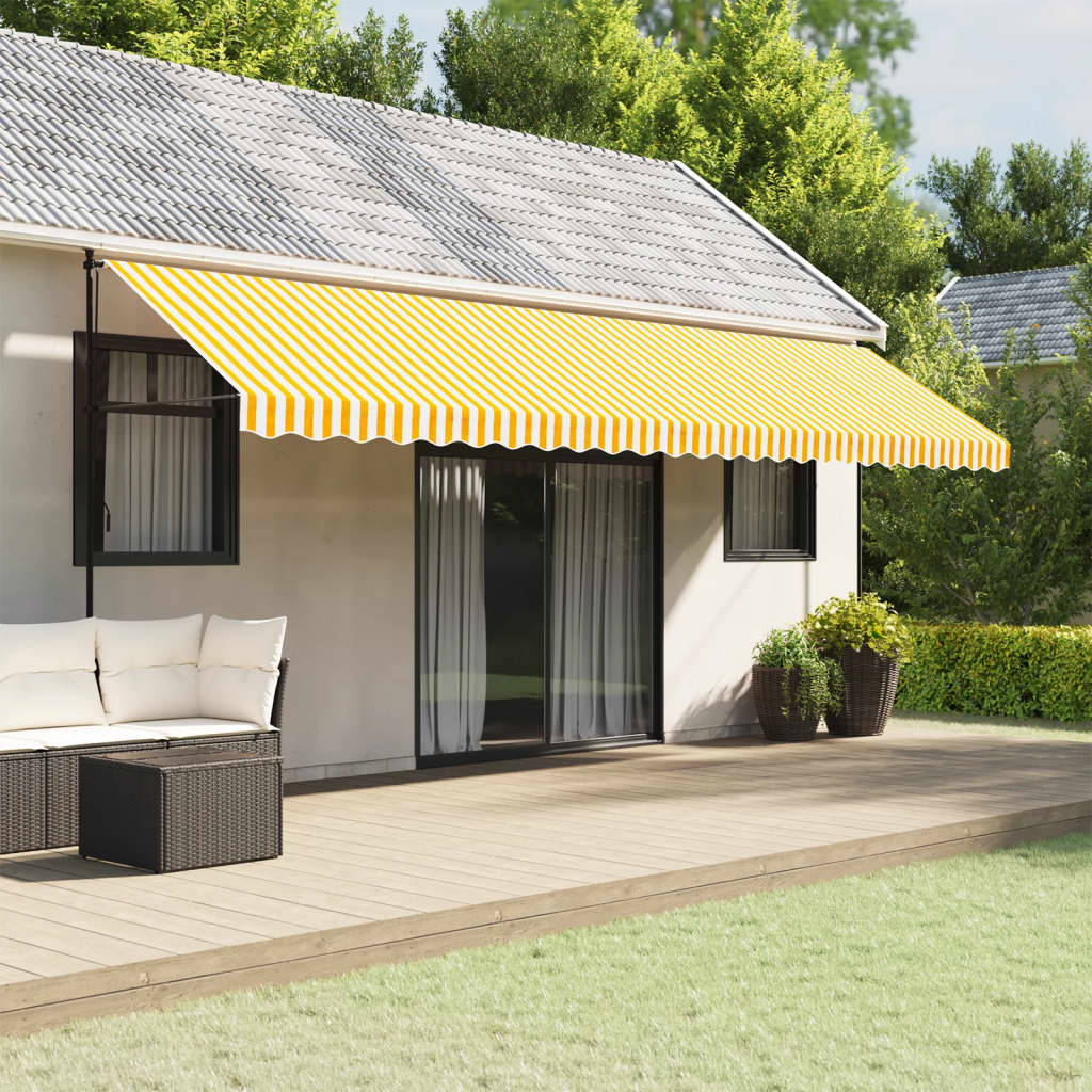 Tecido de substituição para sanefa de toldo 600 cm riscas amarelo/branco