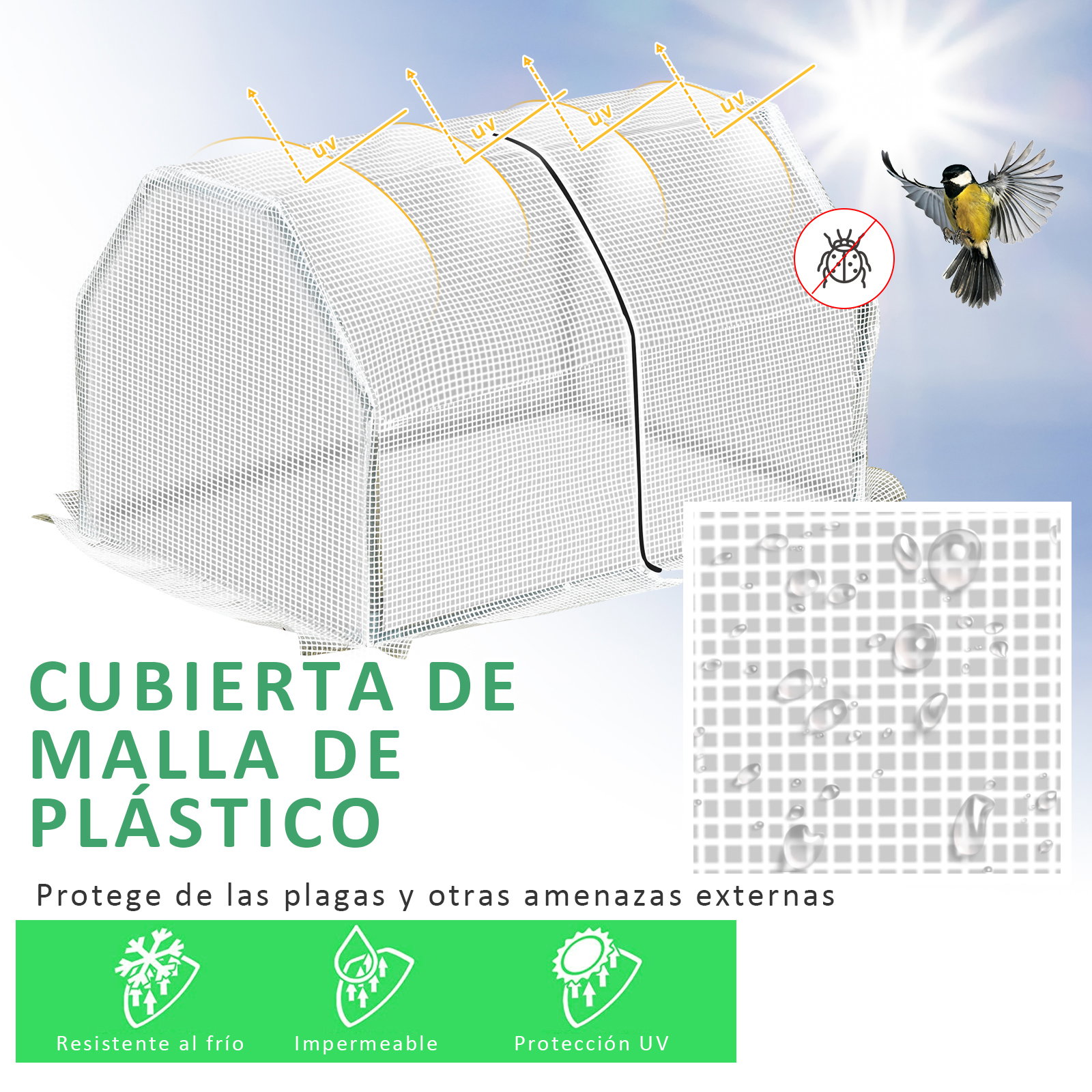 Estufa de jardim terraço 100x70x60cm estufa pequena com zíper pra cultivos de plantas flores estrutura de aço cobertura PE branco