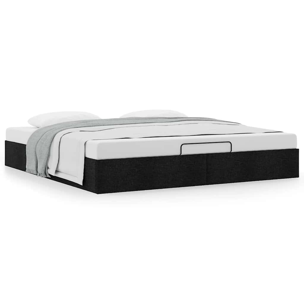 Estrutura de cama otomana sem colchão 200x200 cm tecido preto