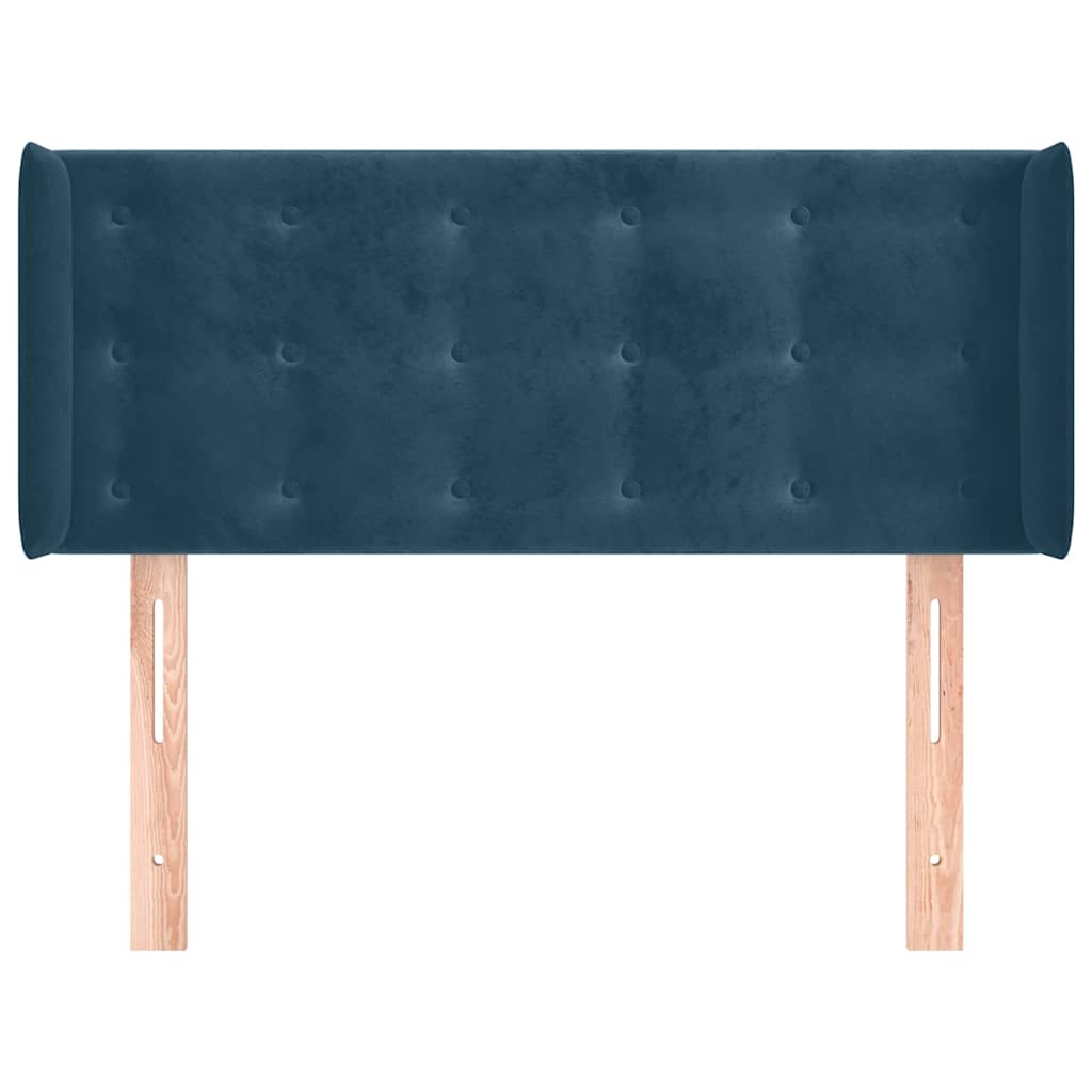 Cabeceira de cama c/ abas veludo 83x16x78/88 cm azul-escuro