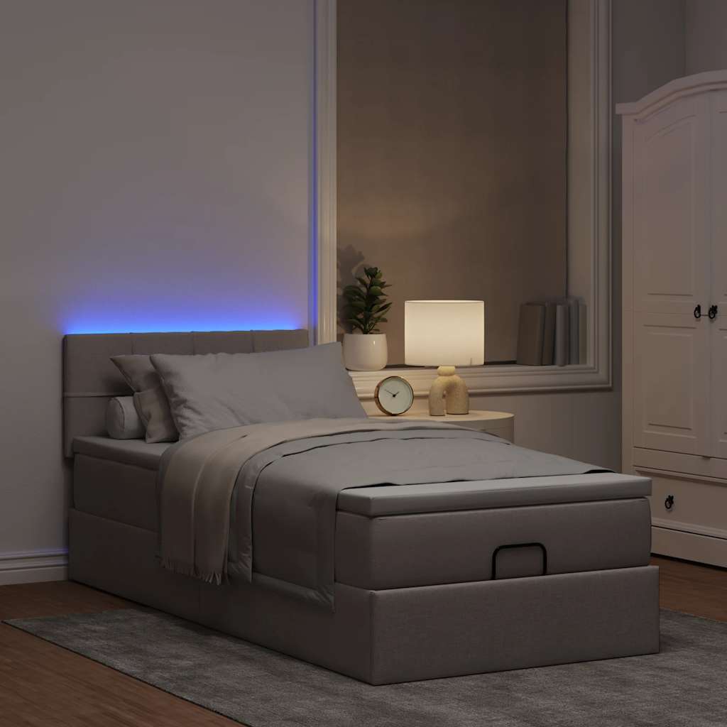 Cama otomana com colchão & leds 90x200 cm cinza-acastanhado