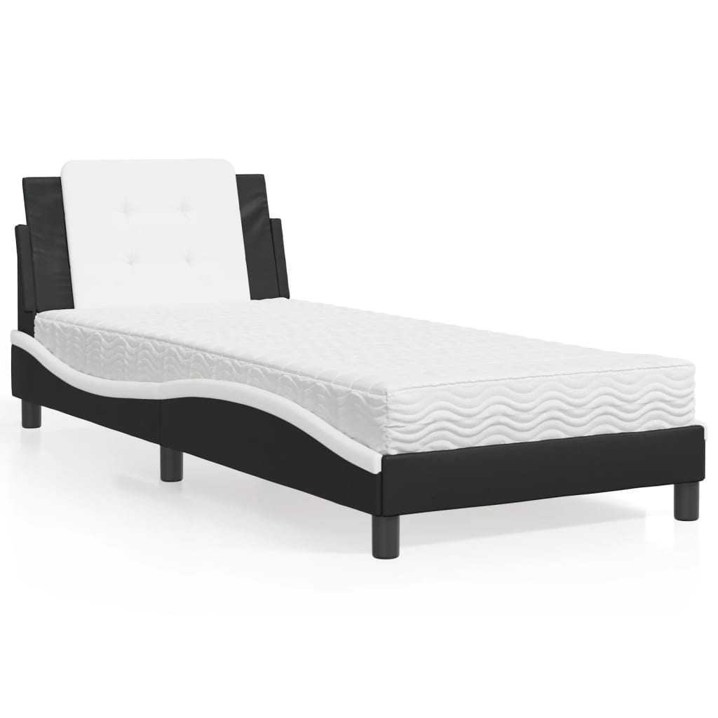 Estrutura de cama sem colchão zadar 90x190 cm couro artificial preto e branco