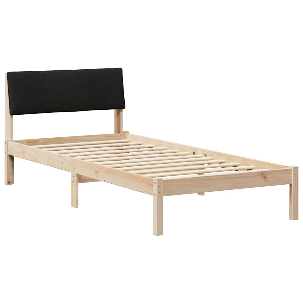 Estrutura da cama com cabeceira castanho e preto 90 x 200 cm