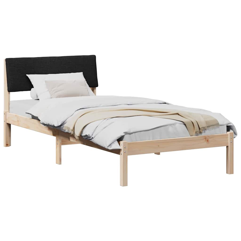 Estrutura da cama com cabeceira castanho e preto 90 x 200 cm