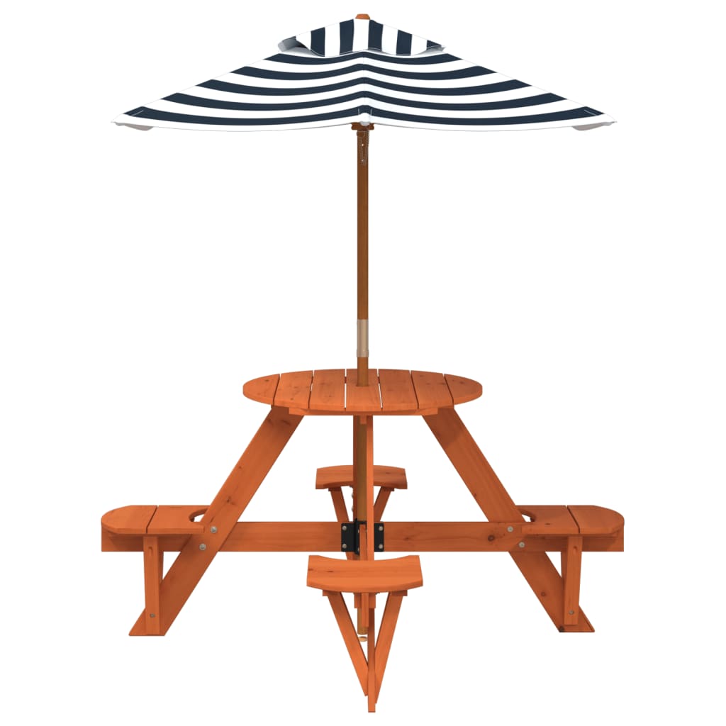 Mesa piquenique redonda p/ 4 crianças madeira de abeto maciça