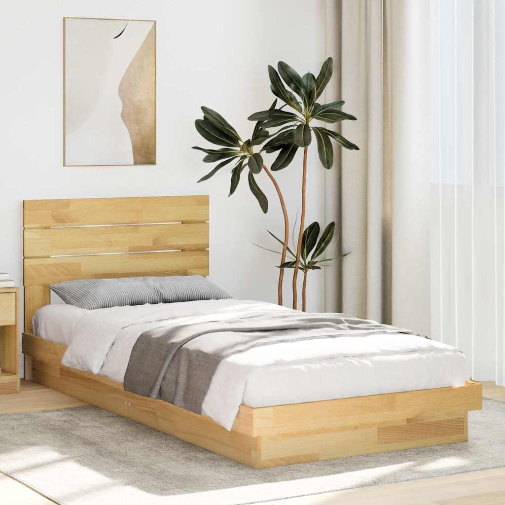 Estrutura cama cabeceira sem colchão 75x190 cm maciça carvalho