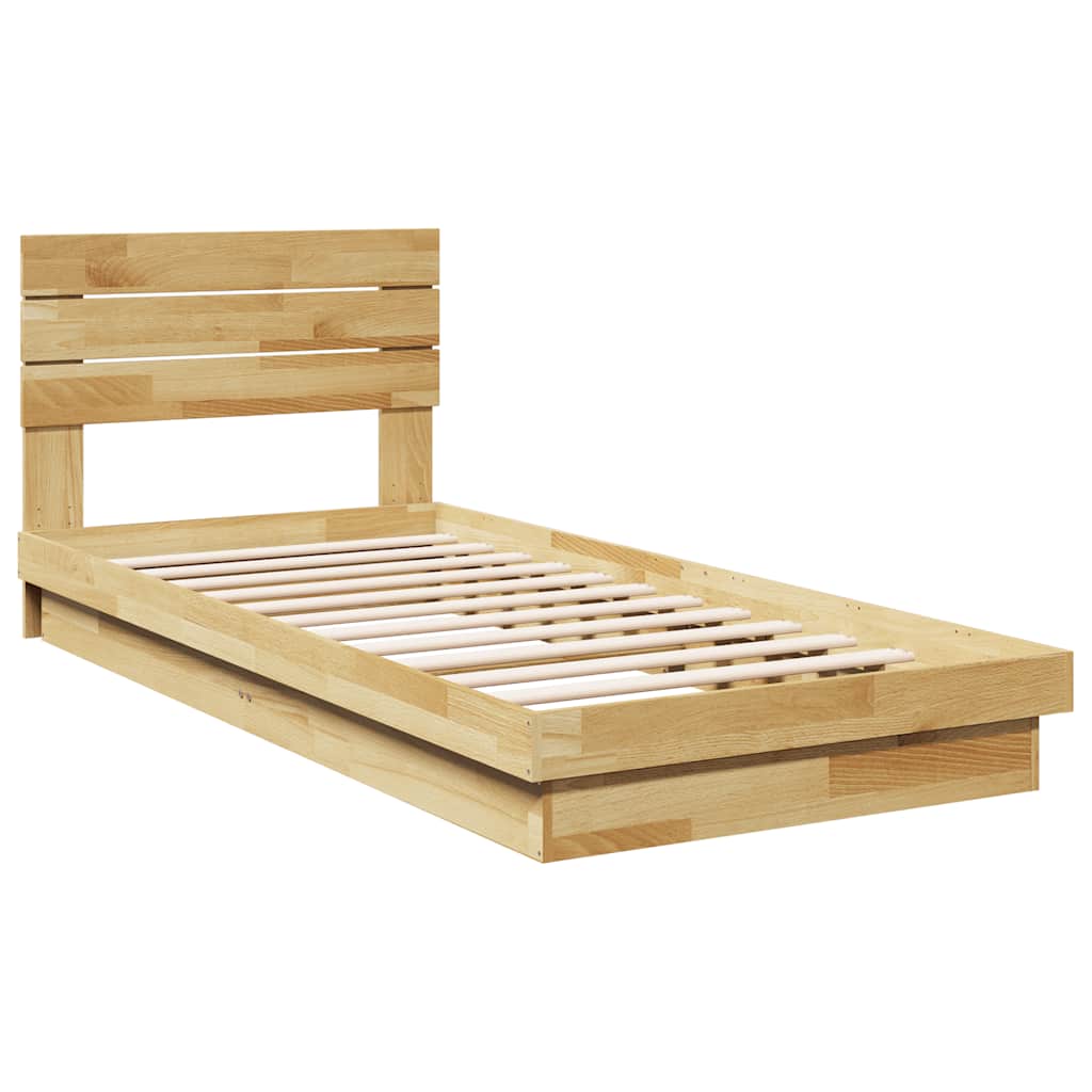 Estrutura cama cabeceira sem colchão 75x190 cm maciça carvalho