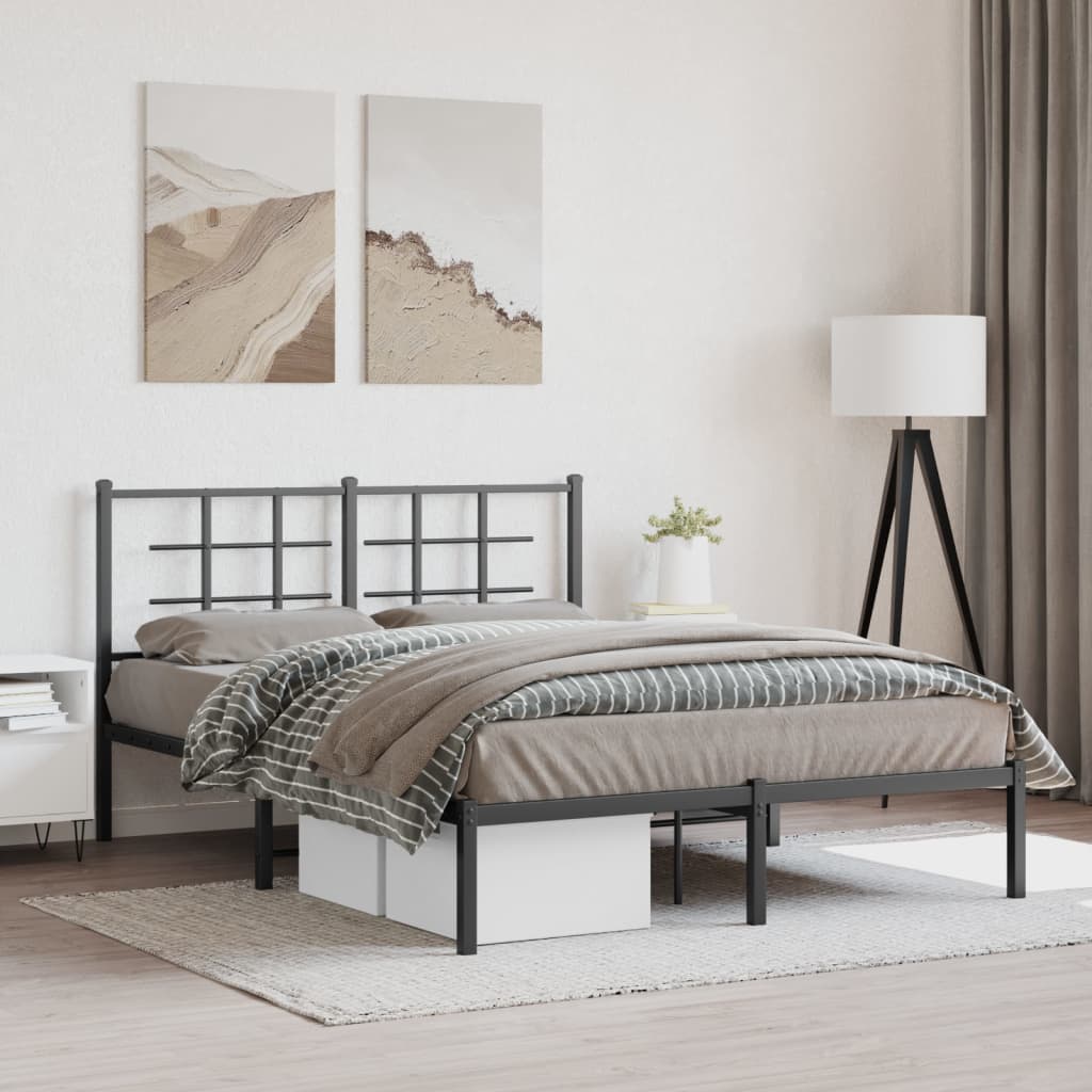 Estrutura de cama com cabeceira 140x200 cm metal preto