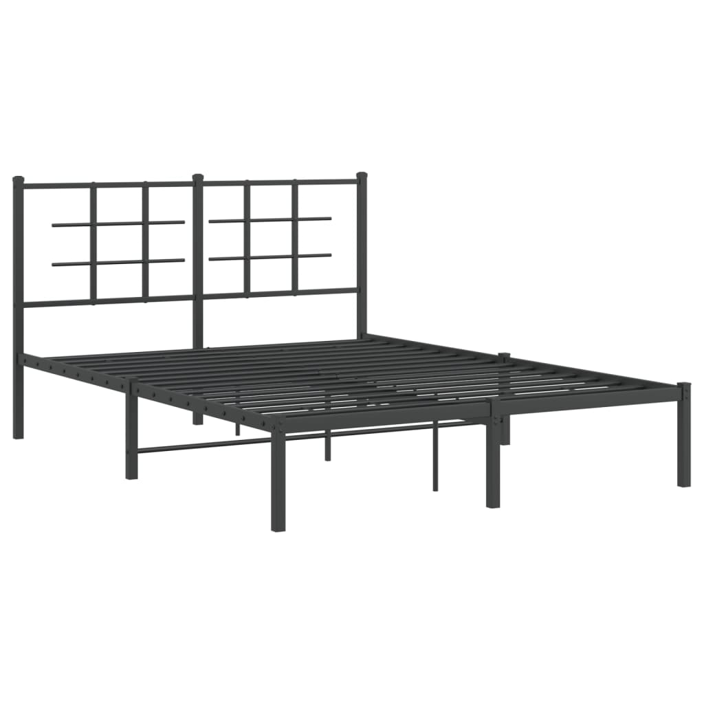 Estrutura de cama com cabeceira 140x200 cm metal preto