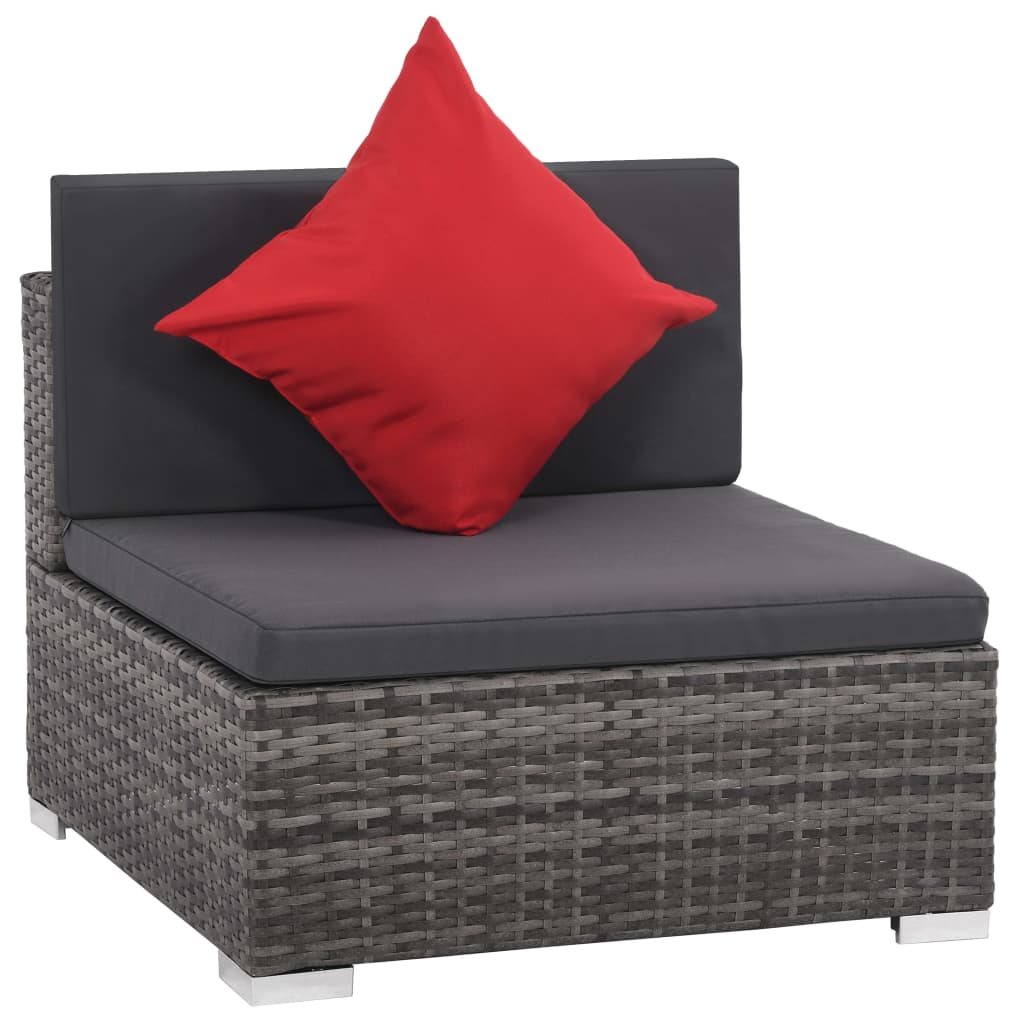 8 Pcs conjunto lounge de jardim c/ almofadões vime PE cinzento