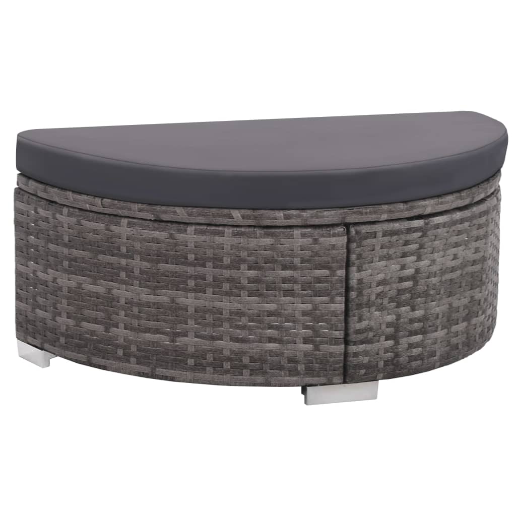 8 Pcs conjunto lounge de jardim c/ almofadões vime PE cinzento