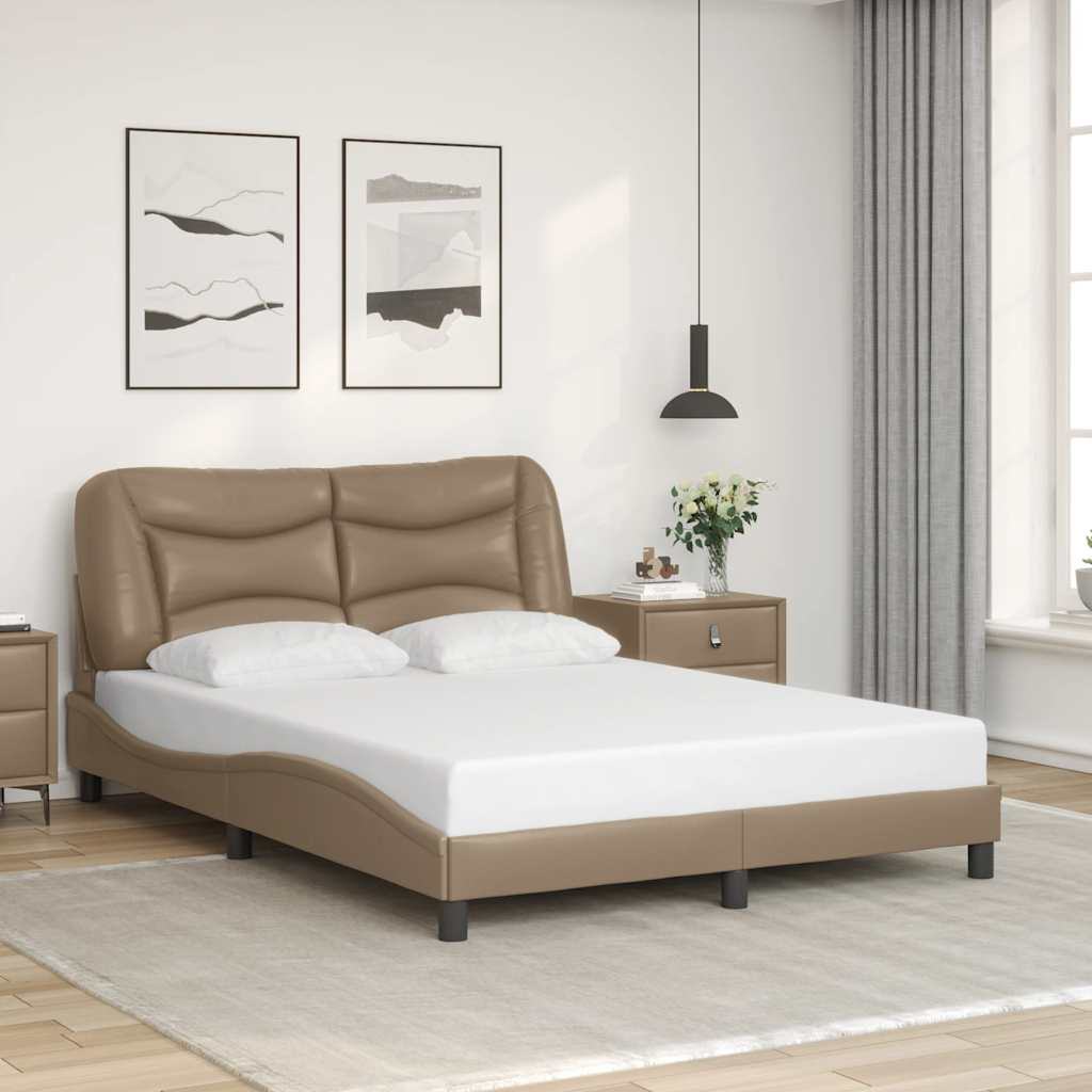 Estrutura de cama sem colchão hvar couro artif. 140x190 cm cappuccino
