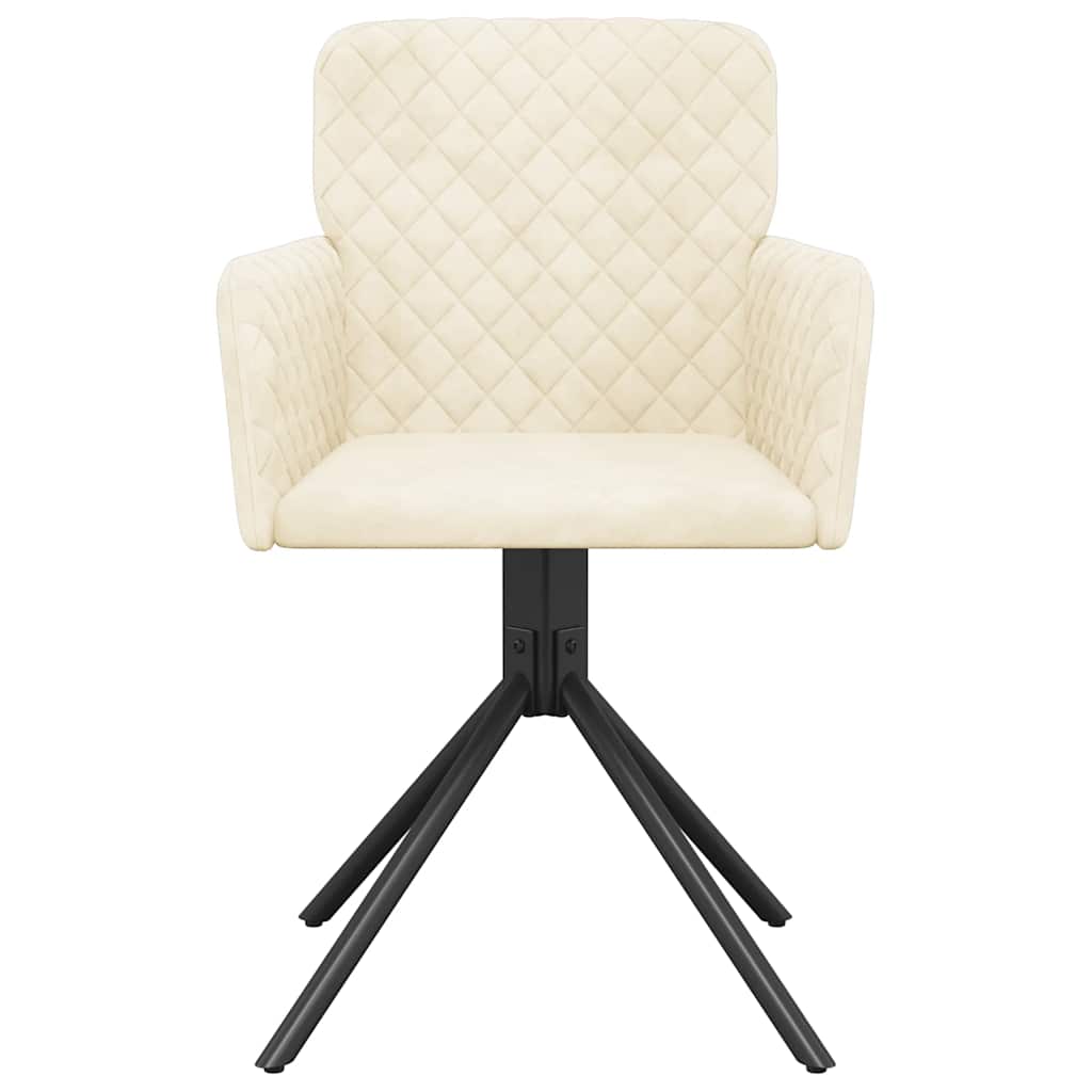 Cadeiras de jantar giratórias 2 pcs veludo cor creme
