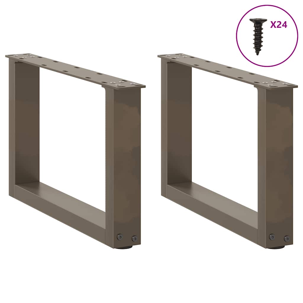 Pés para mesa de centro em formato de u, 2 peças, aço natural, 50x(30-31) cm, aço