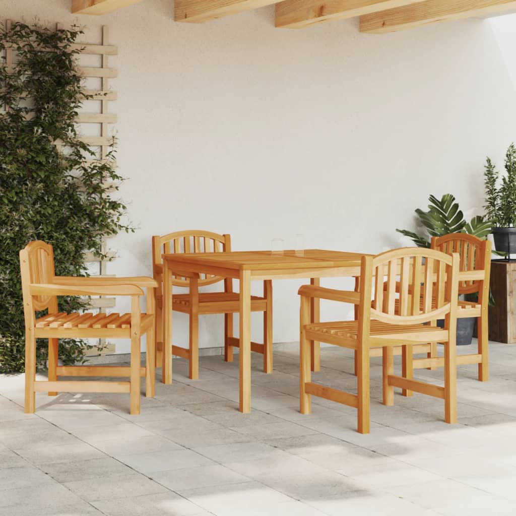 5 Pcs conjunto de jantar p/ jardim madeira de teca maciça