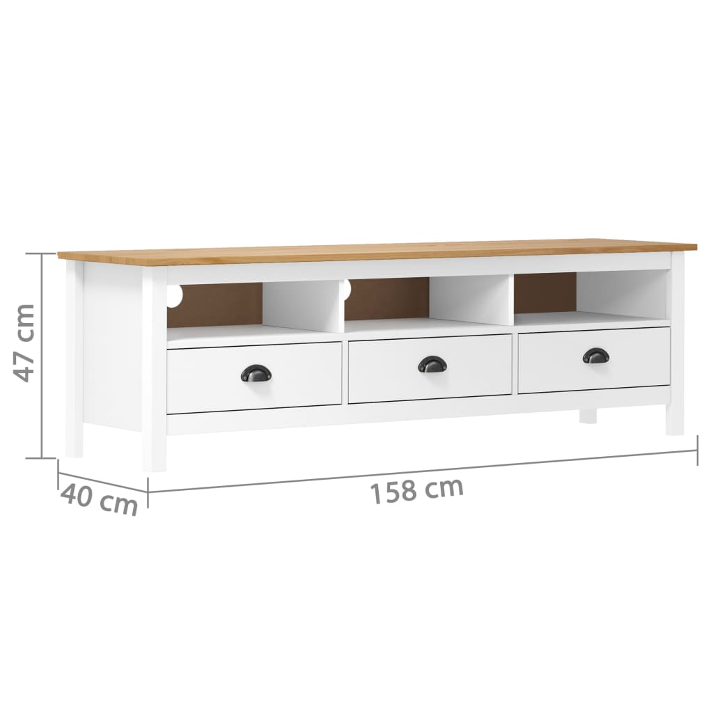 Móvel de TV hill 158x40x47 cm pinho maciço branco