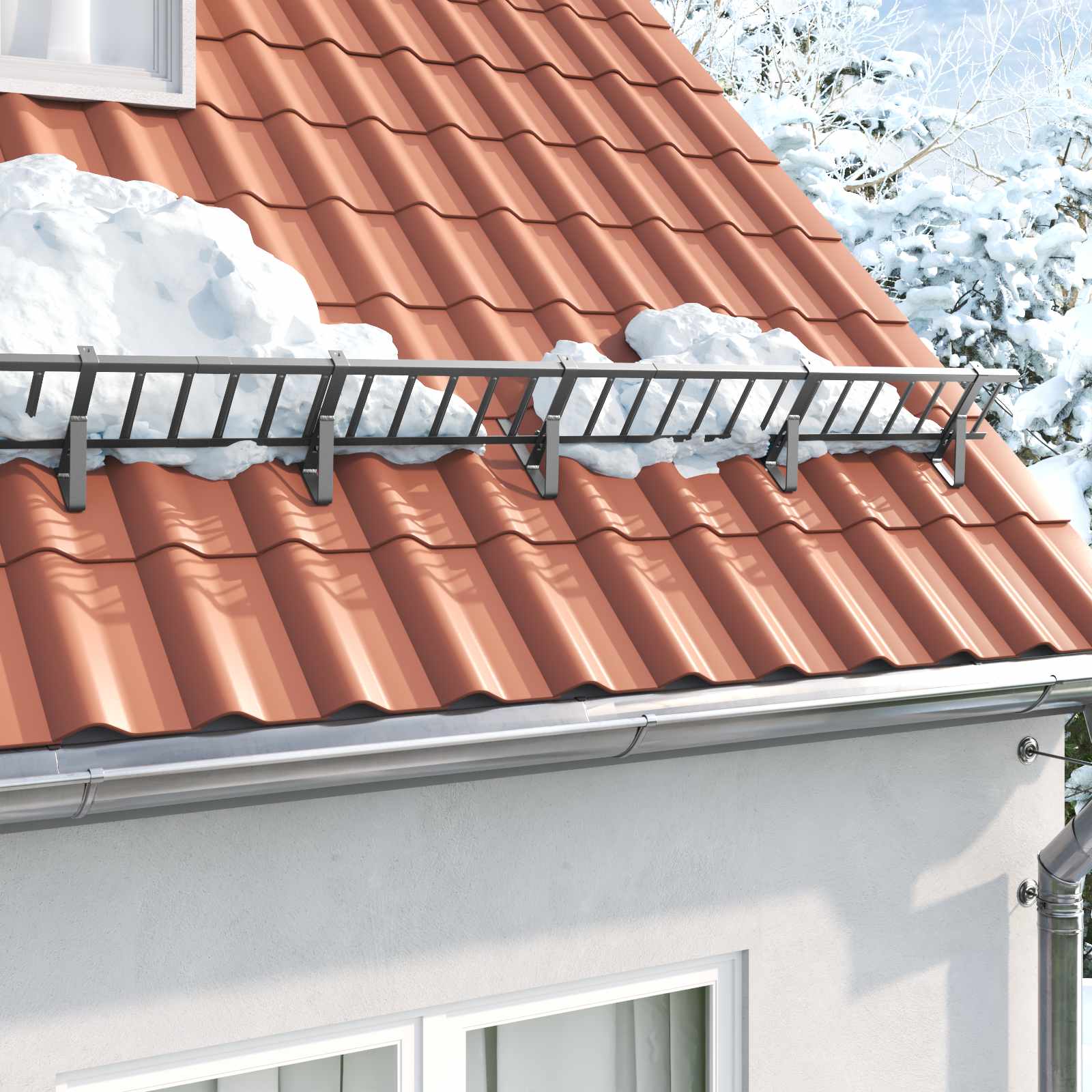 Suporte para proteção de neve antracite 29,5 x 3 x 34,5 cm aço