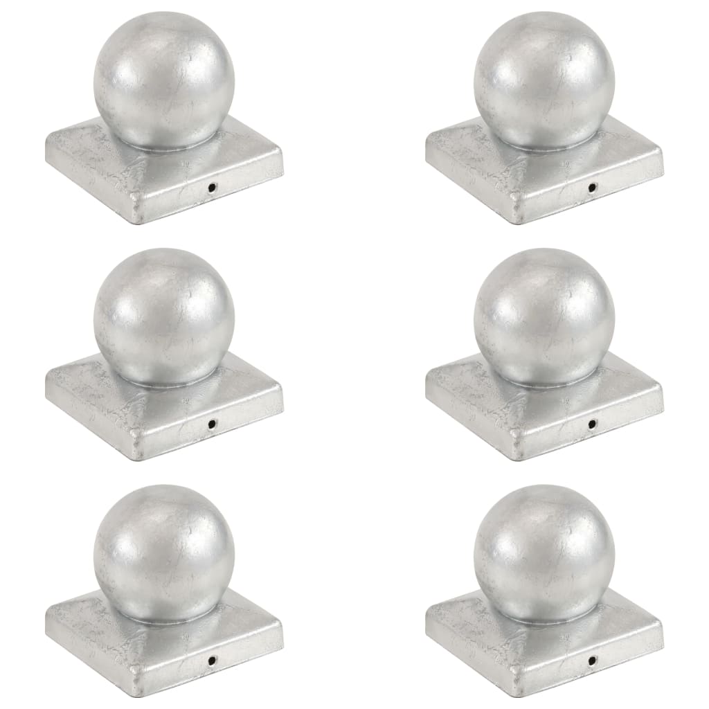 Tampas globo p/ postes vedação 6pcs metal galvanizado 101x101mm