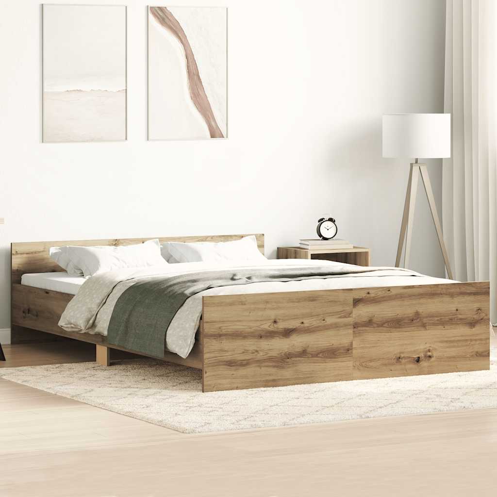 Estrutura de cama sem colchão 150x200 cm carvalho artesanal