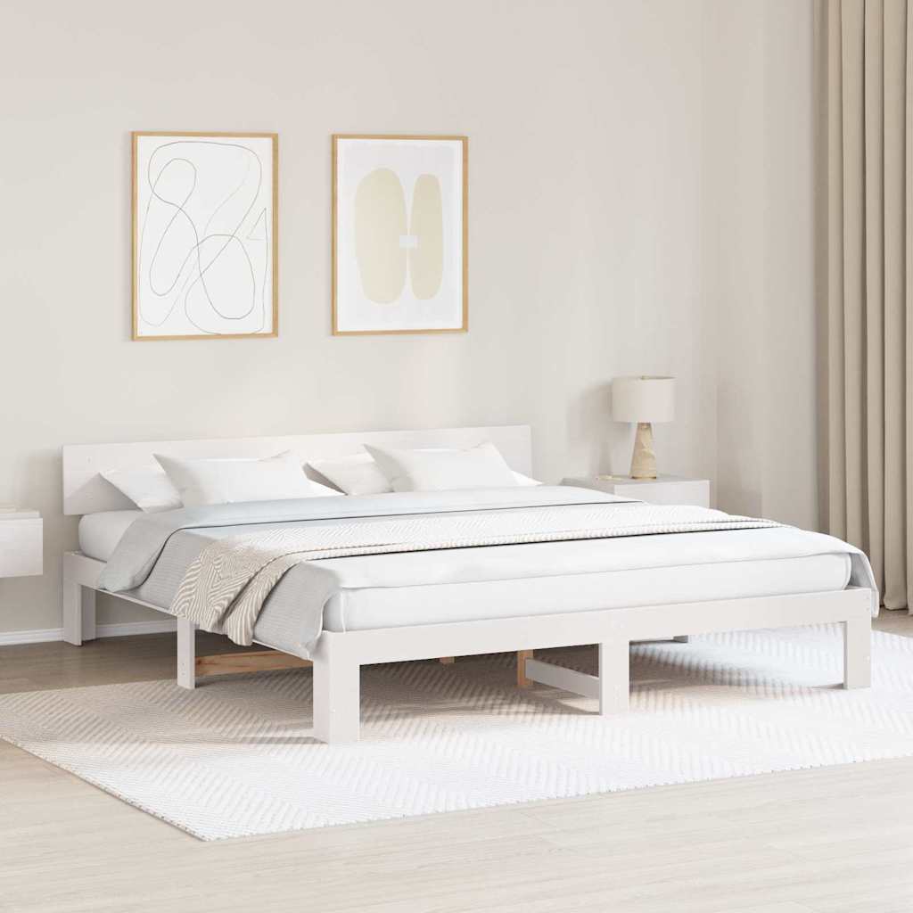Estrutura da cama com cabeceira branco 200 x 200 cm