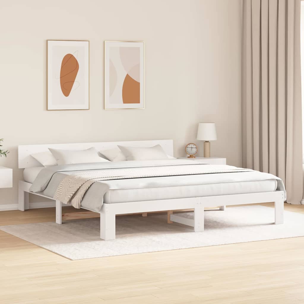 Estrutura da cama com cabeceira branco 200 x 200 cm