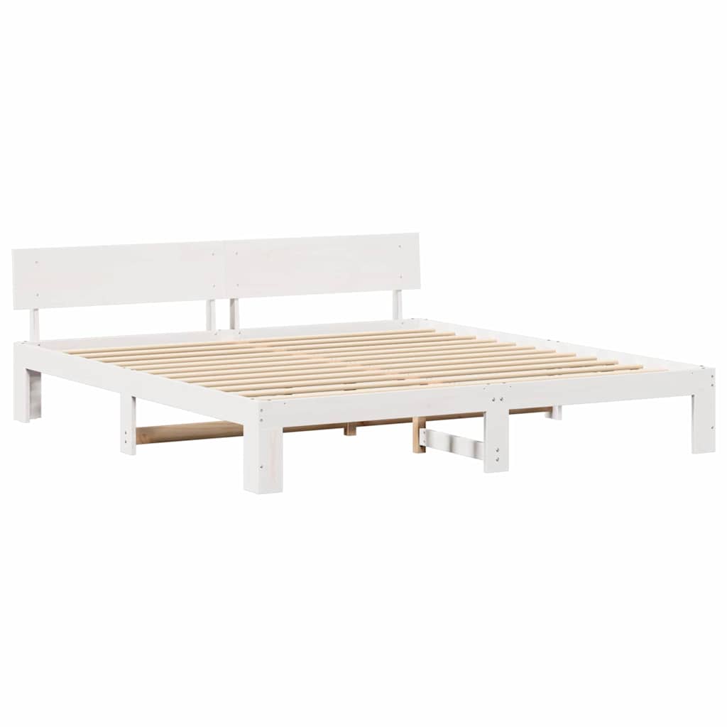 Estrutura da cama com cabeceira branco 200 x 200 cm