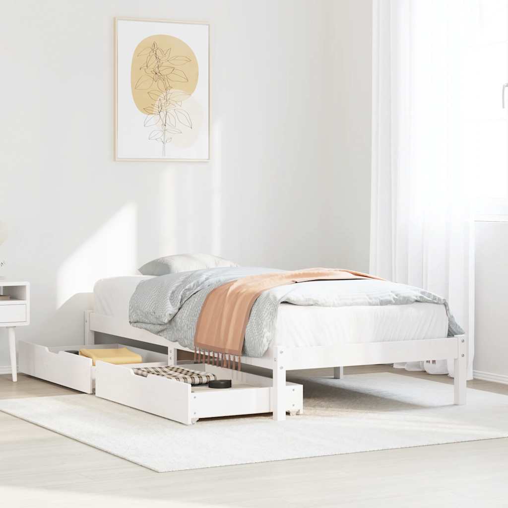 Cama sem colchão 90x200 cm madeira de pinho maciça branco
