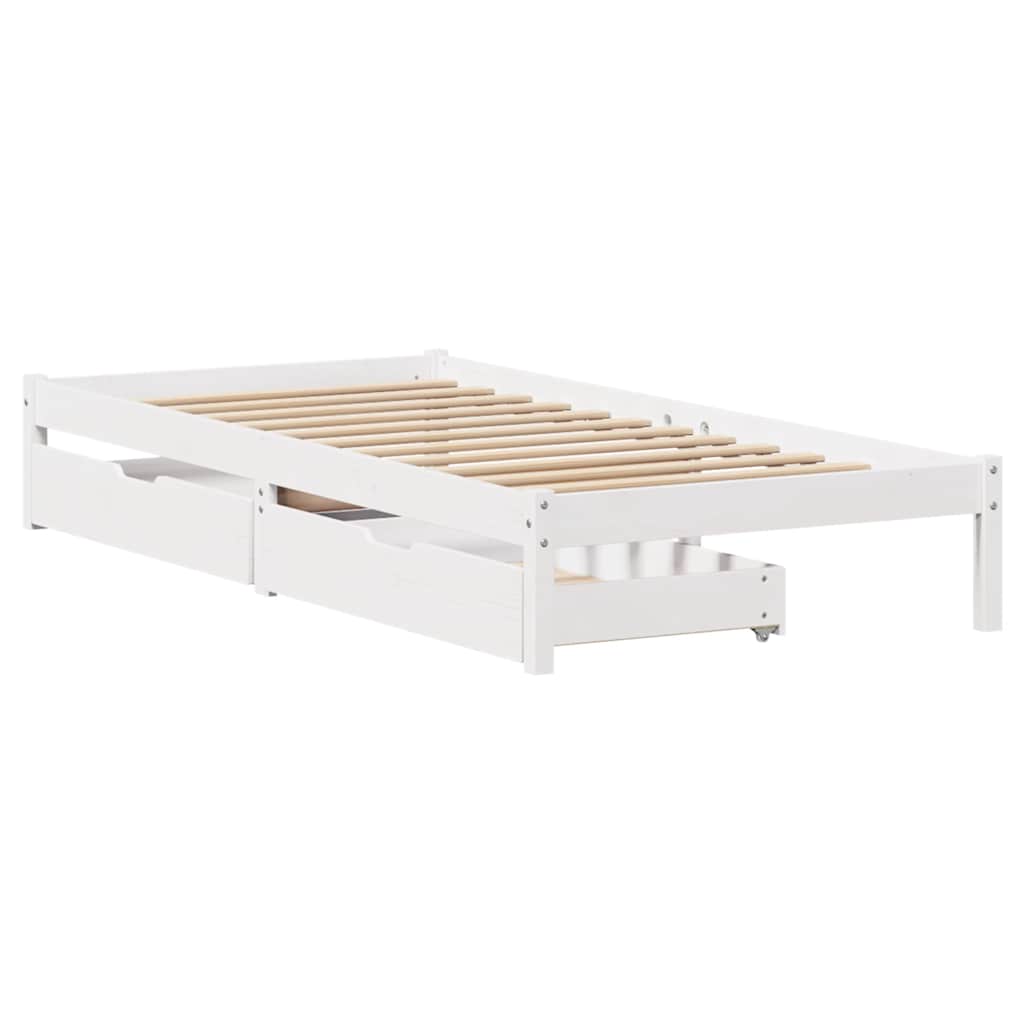 Cama sem colchão 90x200 cm madeira de pinho maciça branco