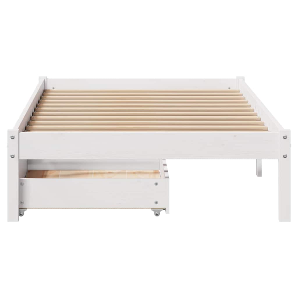 Cama sem colchão 90x200 cm madeira de pinho maciça branco
