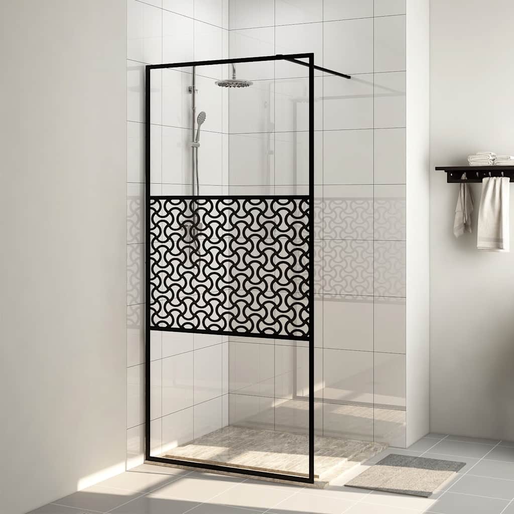 Divisória de chuveiro c/ vidro transparente esg 90x195 cm preto
