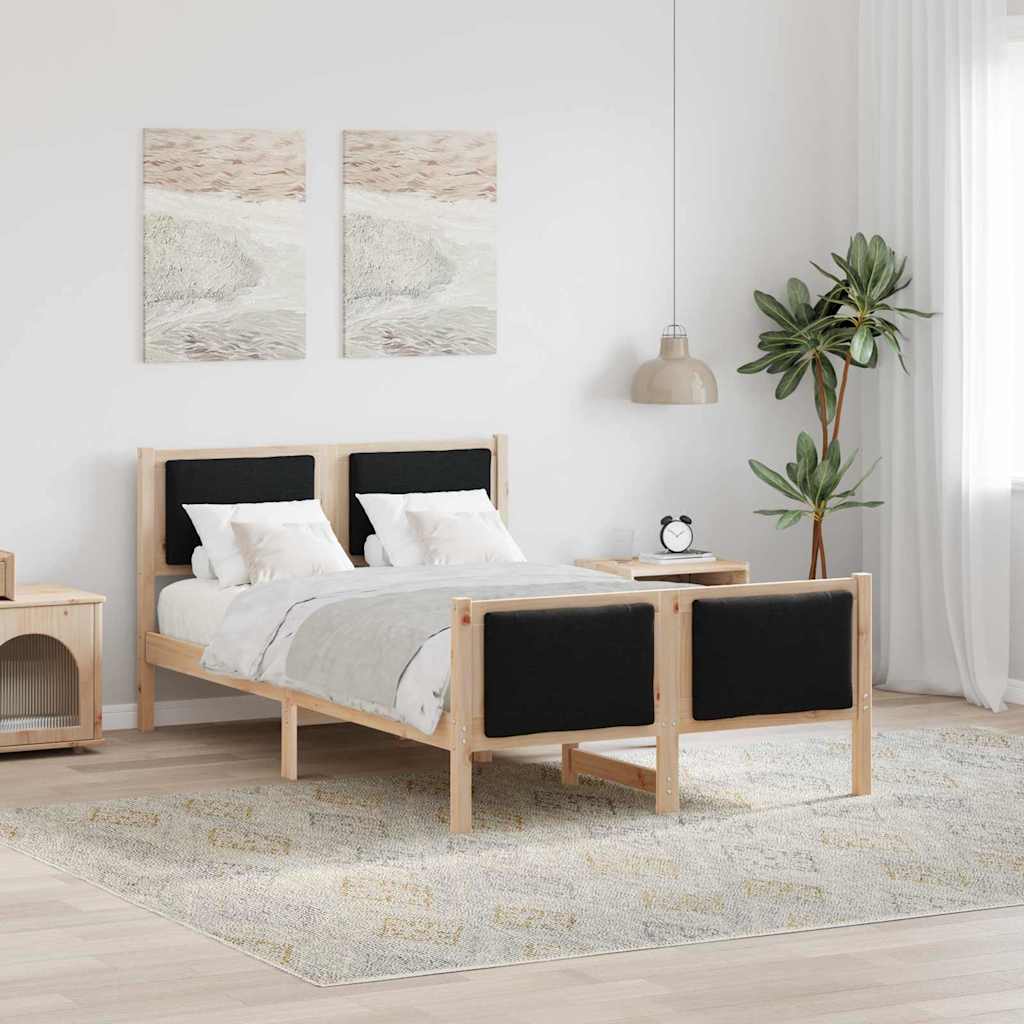 Estrutura da cama com cabeceira preto 120 x 190 cm tecido