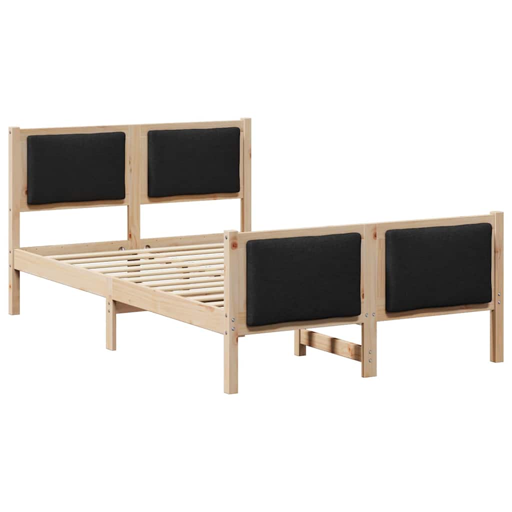 Estrutura da cama com cabeceira preto 120 x 190 cm tecido