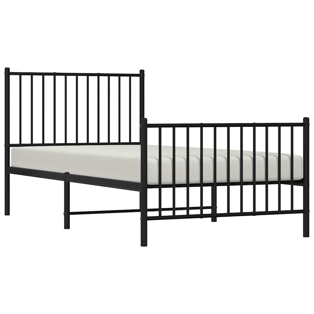 Estrutura de cama com cabeceira e pés 90x190 cm metal preto