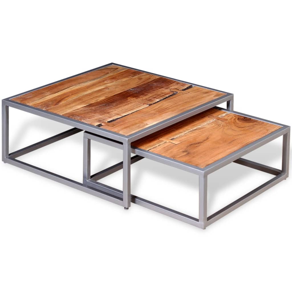 Conjunto de mesas de centro 2 pcs madeira de acácia maciça