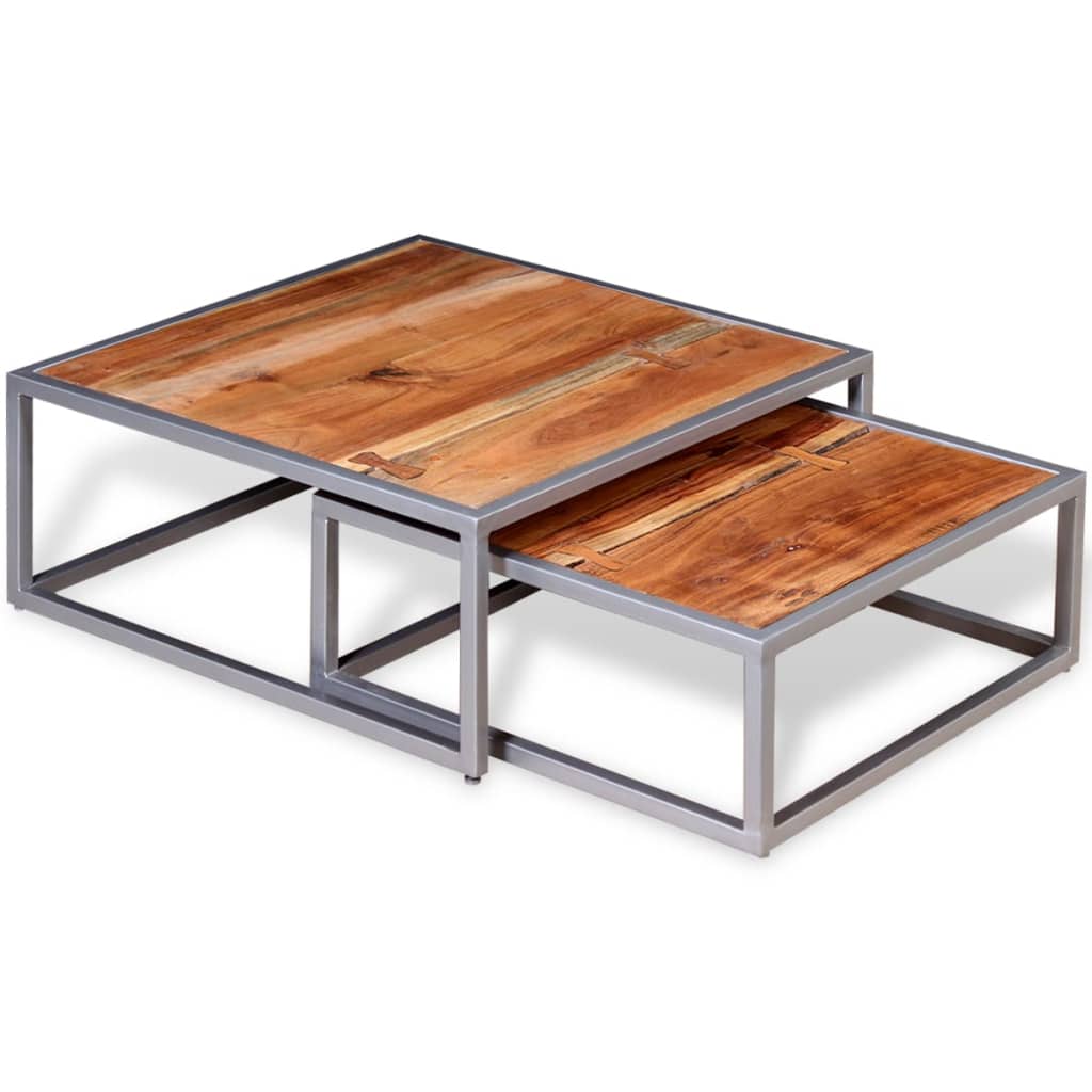 Conjunto de mesas de centro 2 pcs madeira de acácia maciça