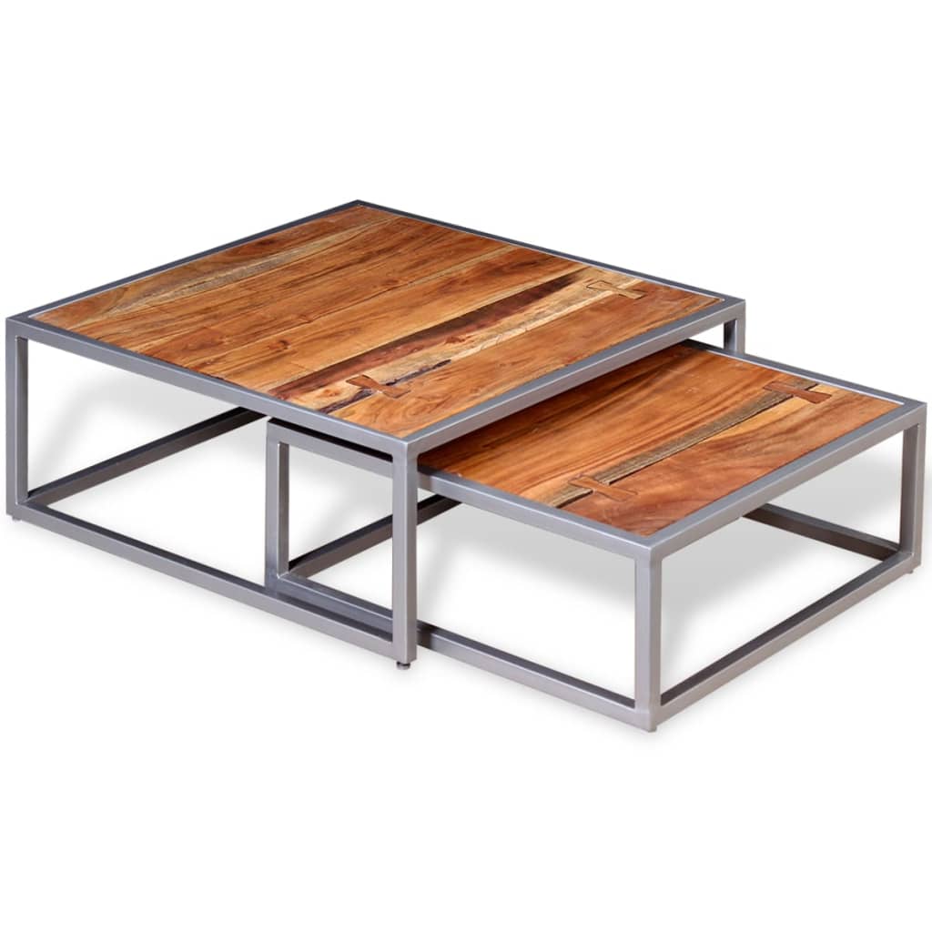Conjunto de mesas de centro 2 pcs madeira de acácia maciça