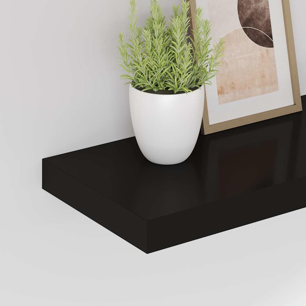 Prateleiras de parede suspensas 4 pcs 50x23,5x3,8cm MDF preto