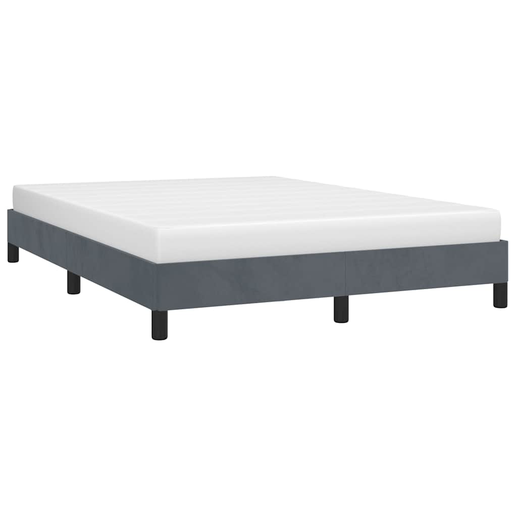Estrutura de cama sem colchão, cinza escuro, 137x190 cm, veludo tamanho casal