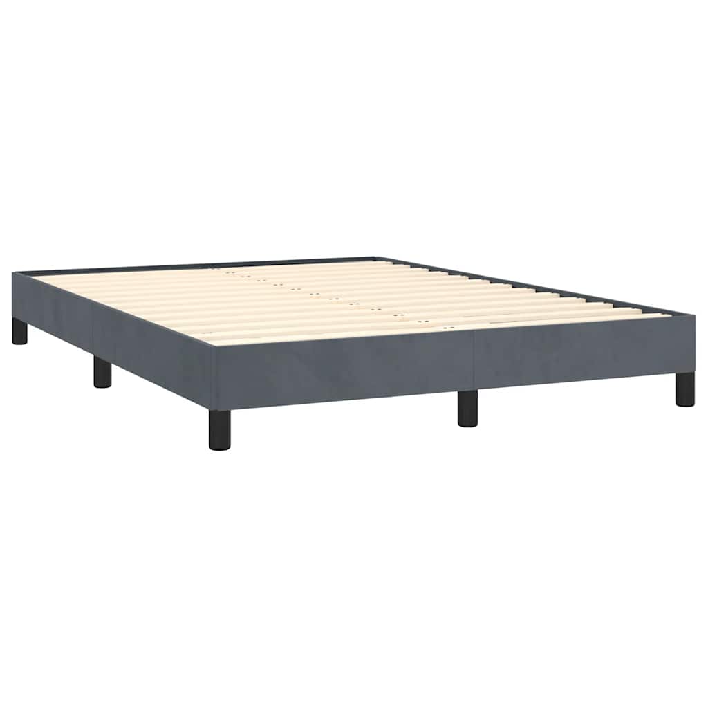 Estrutura de cama sem colchão, cinza escuro, 137x190 cm, veludo tamanho casal