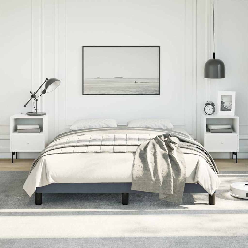Estrutura de cama sem colchão, cinza escuro, 137x190 cm, veludo tamanho casal