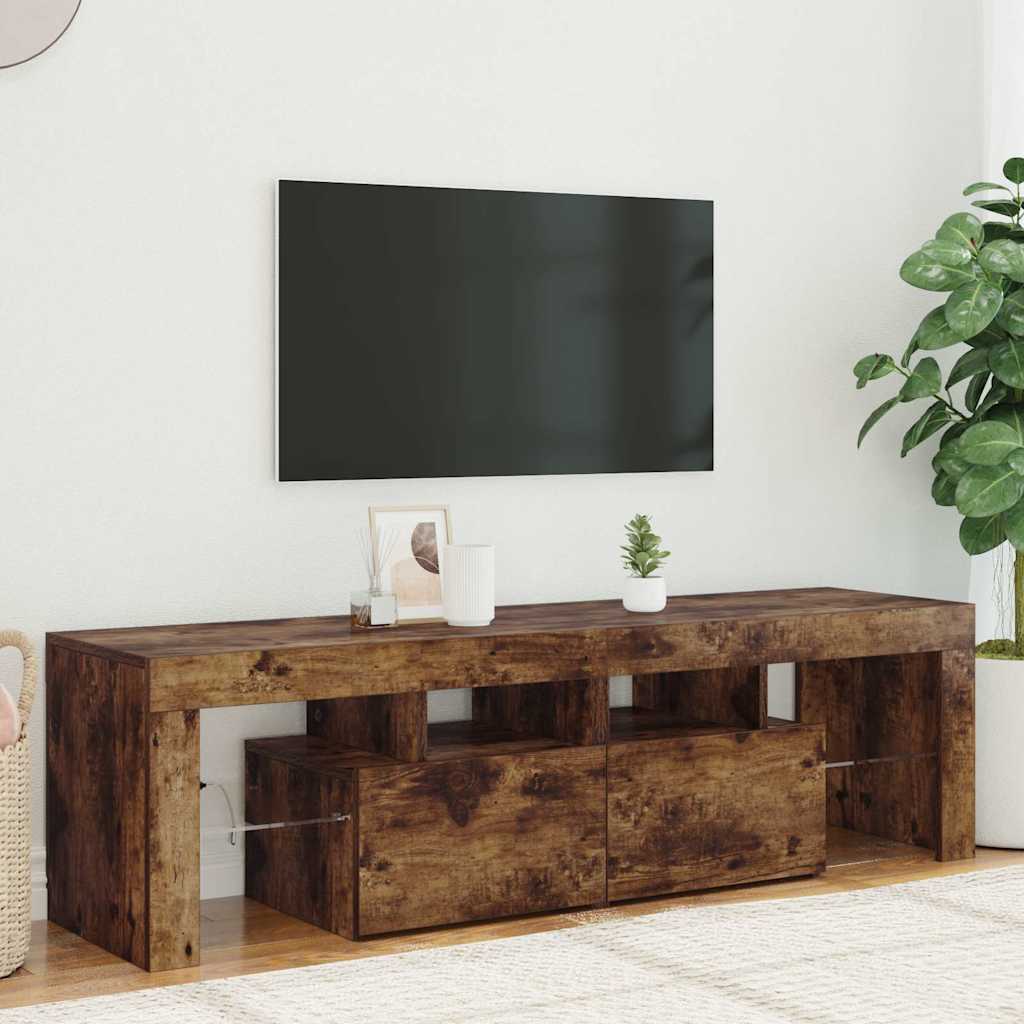 Móvel de TV com luzes LED 140x36,5x40 cm carvalho fumado