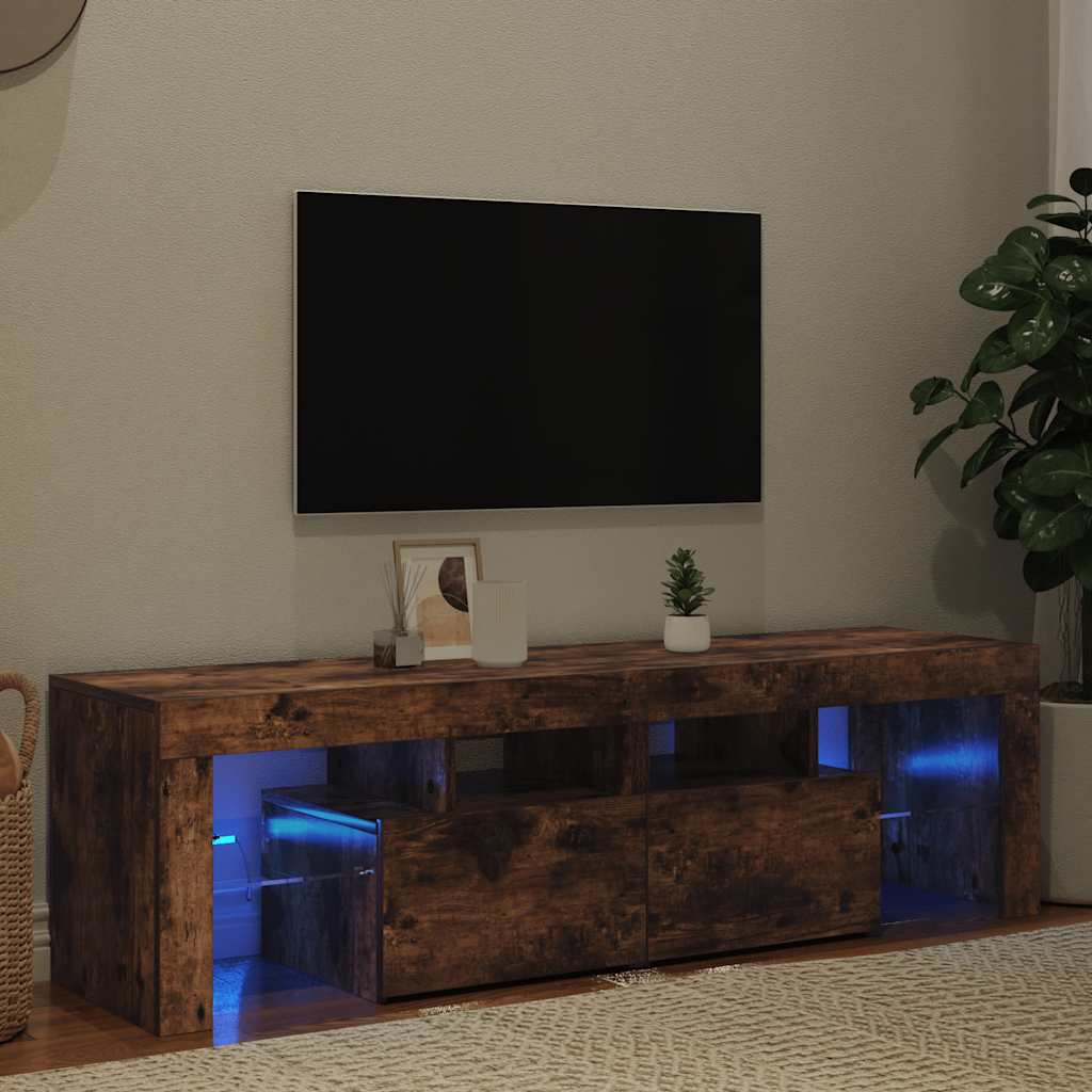Móvel de TV com luzes LED 140x36,5x40 cm carvalho fumado