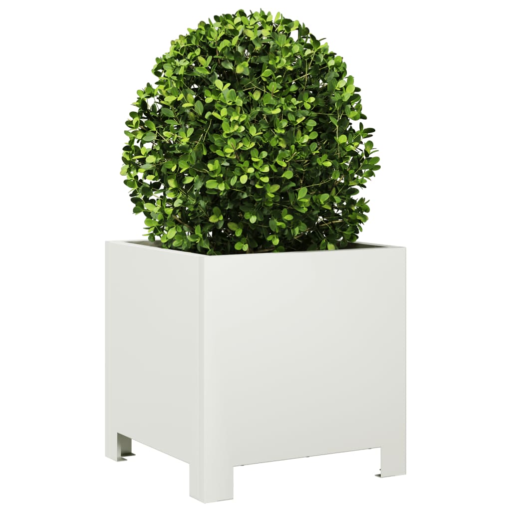 Vaso/floreira de jardim 2 pcs 30x30x30 cm aço branco