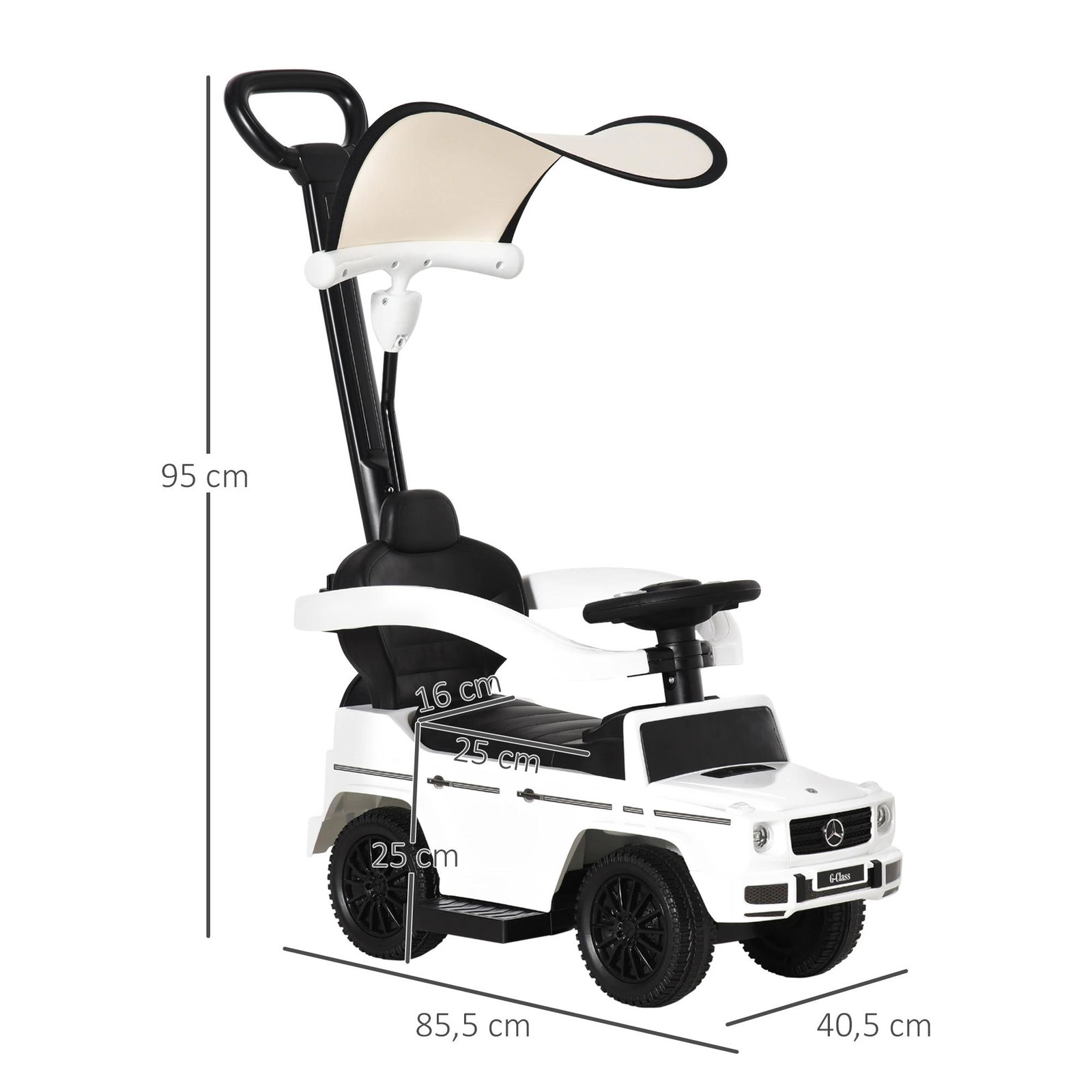 Carro de Passeio Carro Andador para Crianças acima de 12 Meses Mercedes G350 com Buzina Capô Removível Encosto e Suporte de Prot