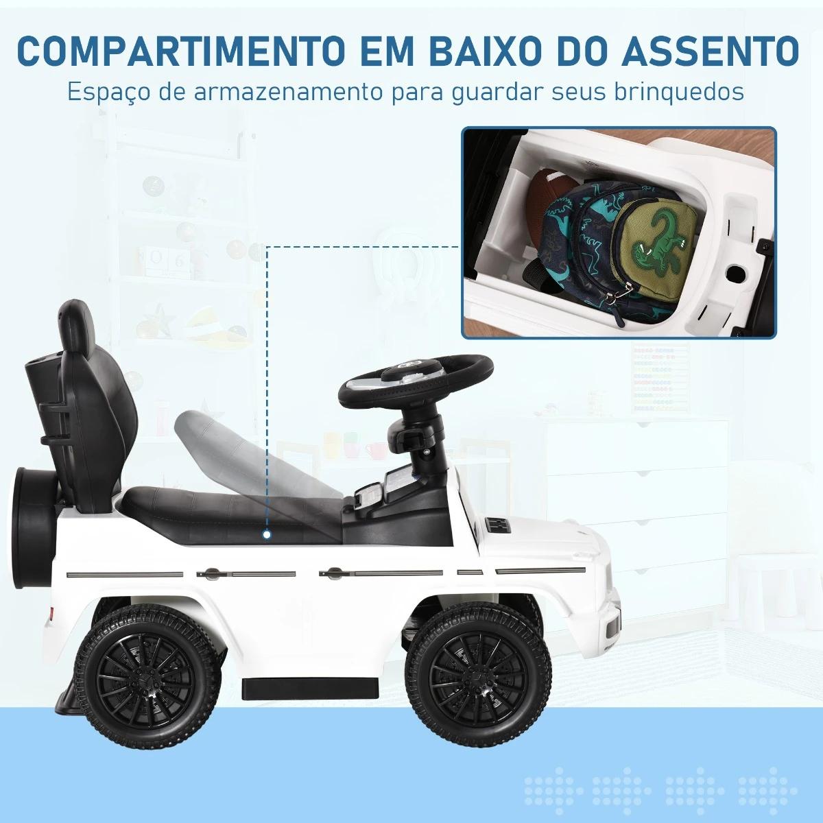Carro de Passeio Carro Andador para Crianças acima de 12 Meses Mercedes G350 com Buzina Capô Removível Encosto e Suporte de Prot